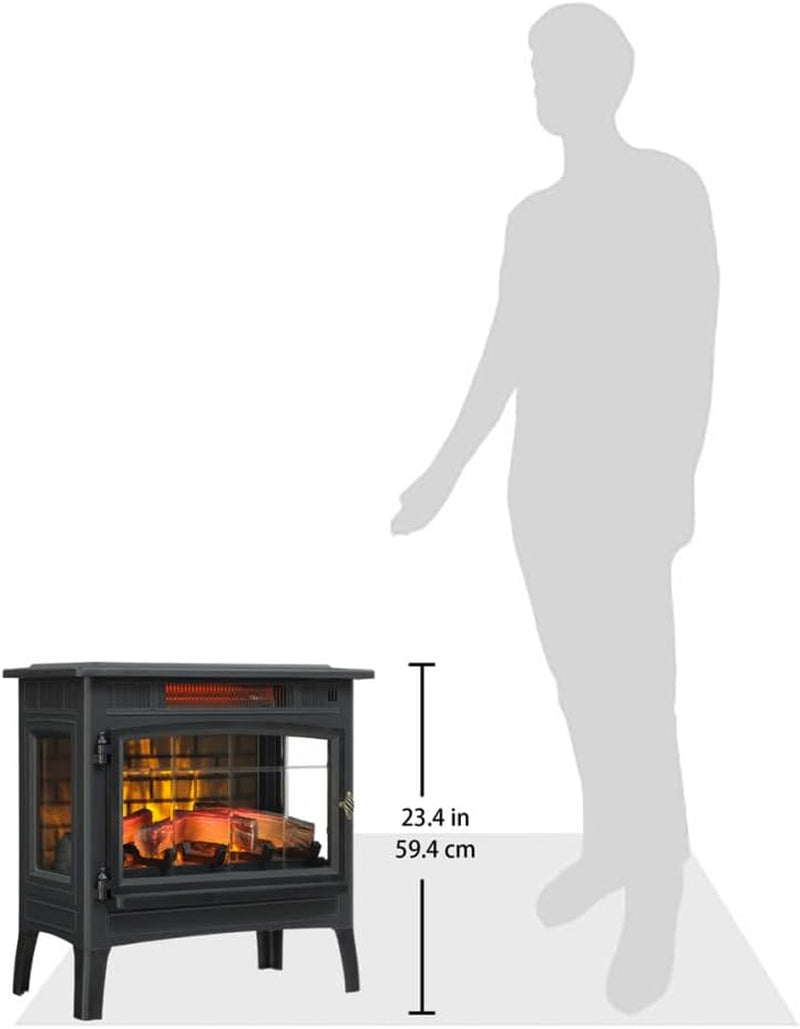 3D Infrared Electric Fireplace Stove with Remote Control - Portable Indoor Space Heater - DFI-5010 (Bronze)