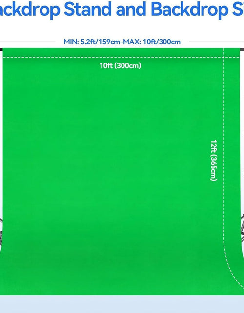 Load image into Gallery viewer, Photo Video Studio 8.5 X 10Ft Green Screen Backdrop Stand Kit, Photography Background Support System with 10 X12Ft 100% Cotton Muslin Chromakey Backdrop
